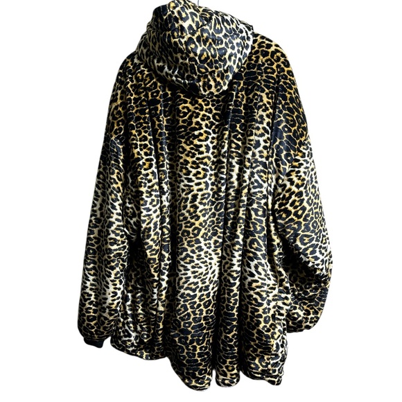The Original DearFoam Brown Leopard Print Reversible Soft Throw Hoodie One Sz - Picture 3 of 9